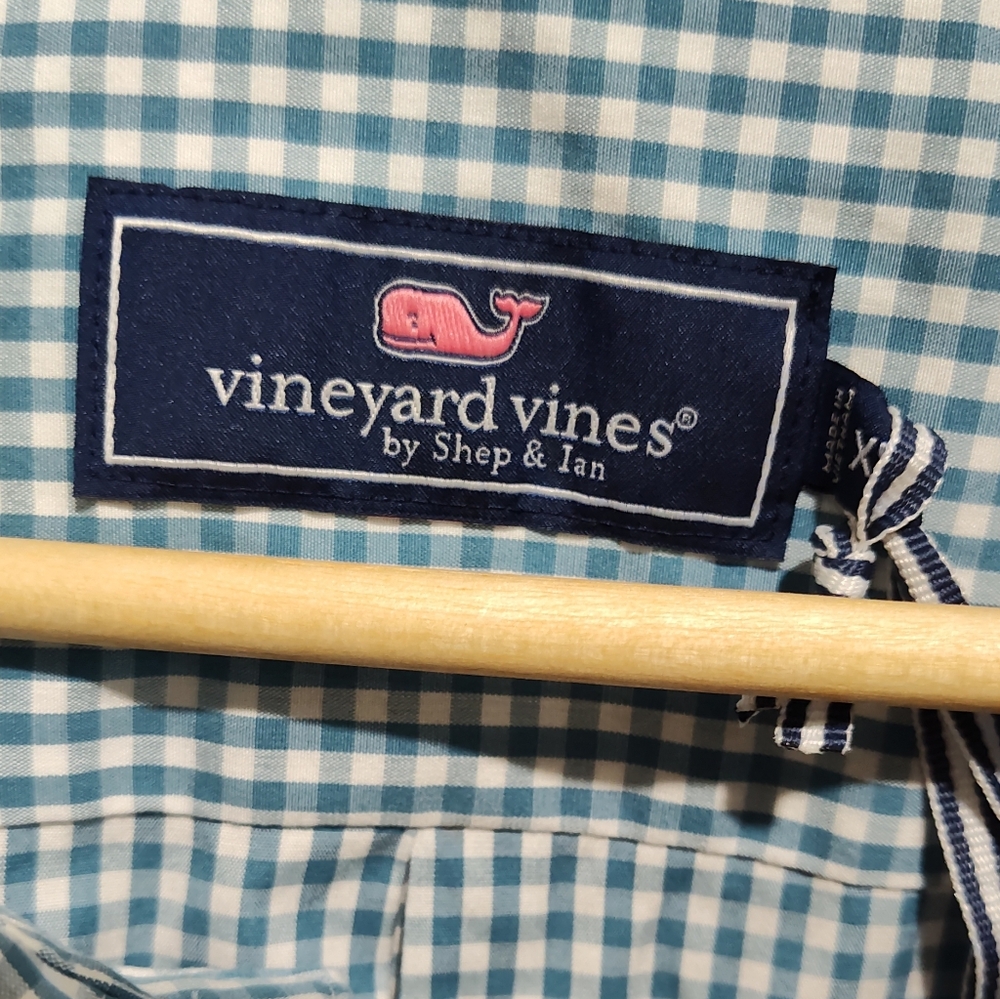 Vineyard Vines Shirt Men's XB Classic Fit Poplin Long Sleeve Blue Gingham NWT - Picture 6 of 11